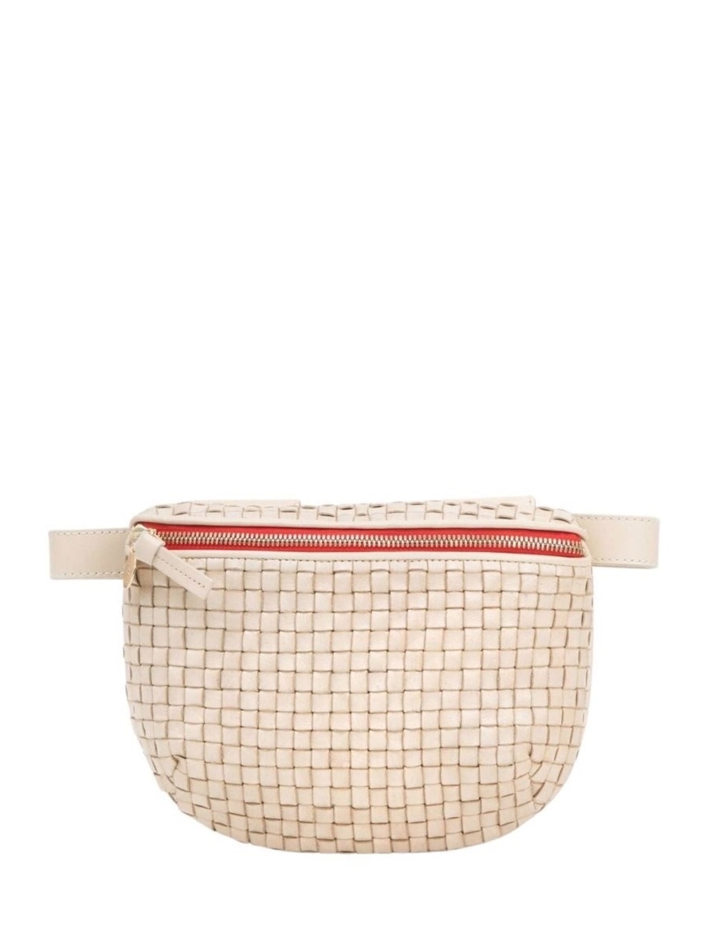 Clare V. Woven Checker Fanny Pack in cream